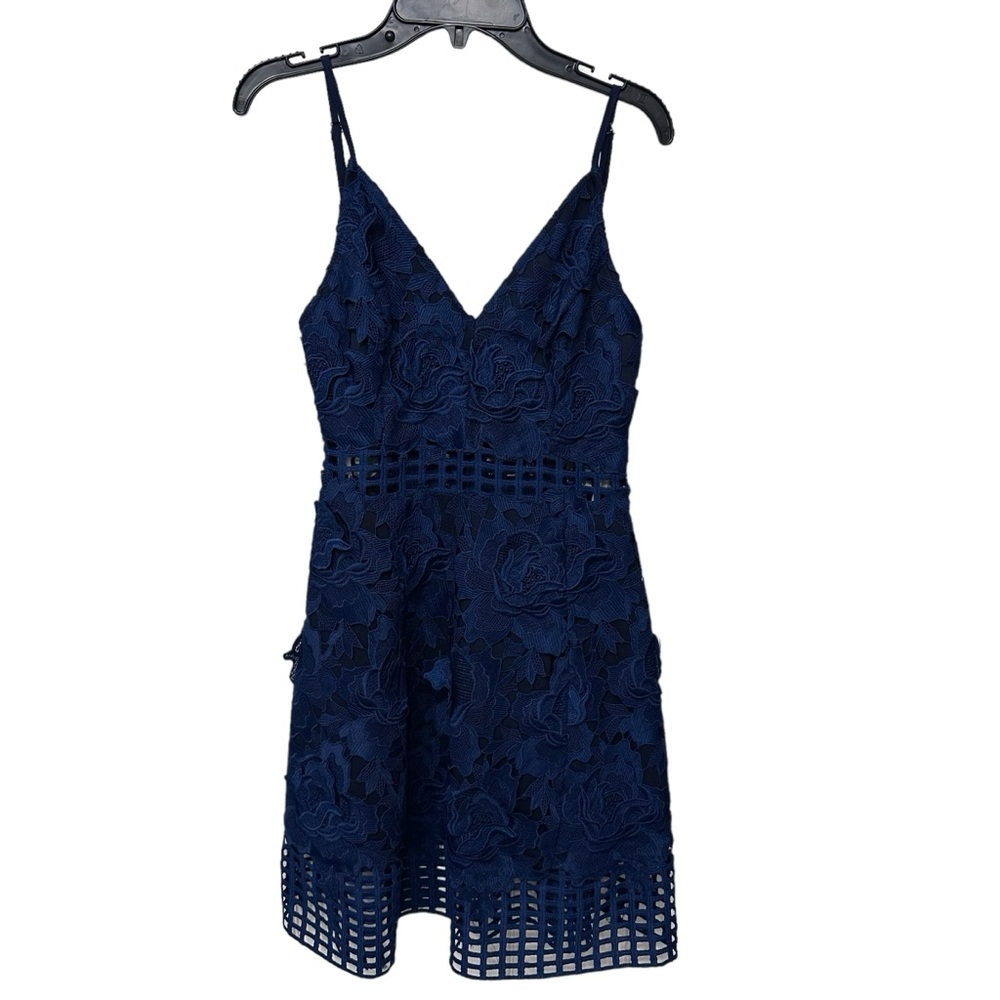 LOVERS + FRIENDS Maren Navy Lace Ruffle Mini Dress Womens Size Extra Small XS